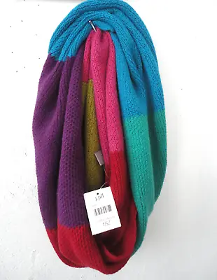 J. Jill Knit Infinity Scarf Rainbow Colorblock Cotton Yak Wool Blend SO SOFT NWT • $49.99