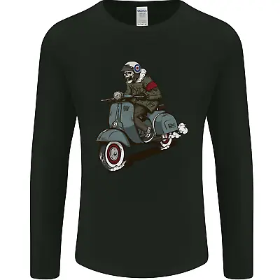 Scooter Skull Biker Motorcycle MOD Mens Long Sleeve T-Shirt • £9.49