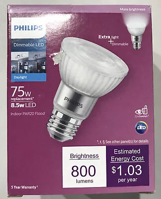 Philips 75W 8.5W 800 Lumens LED Bulb Dimmable Indoor Par20 LED Light T20 • $11.99