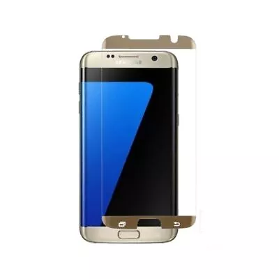 Samsung Galaxy S7 Edge Case Friendly Tempered Glass Screen Protector (Gold Trim) • £3.70