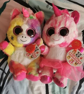 2 X Keel Toys Animotsu Rainbow Unicorn Soft Plush Cuddly Teddies With Tags Pink  • £8