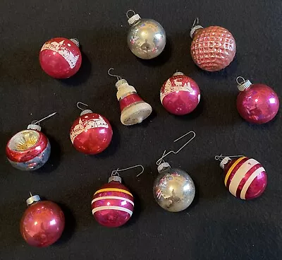 Vintage Shiny Brite Christmas Ornaments 1 1/2” Stencil Bell Indent Lot Of 12 • $8.50