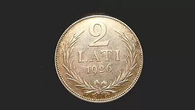 LATVIA. Silver 2 LATI 1926. KM 8.  Free U.S. Shipping. • $20