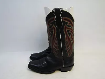 JUSTIN Mens Size 8.5 D Black Leather Cowboy Western Boots • $57.99