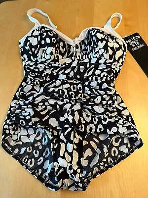 Nwt Miraclesuit Arianna Black White Slimming 10lb Lighter Swimsuit Womens Sz 16 • $69.99