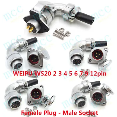 WEIPU WS20 2-15Pin Elbow Industrial CNC ConnectorPanel Mount Aviation Connector • $9.18