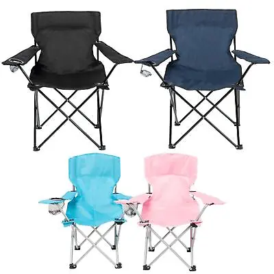 Outdoor Camping Chair Folding Portable Picnic Sun Garden Fishing Seat Cup Holder • £11.49