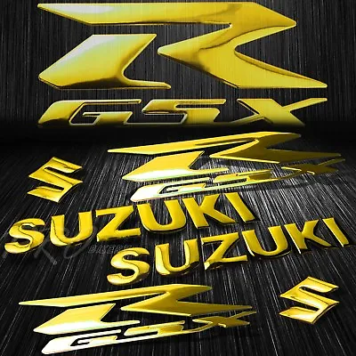 5.75  Logo Letter Decal + 6.25  GSXR Fairing Emblems Sticker Suzuki Chromed Gold • $15.99