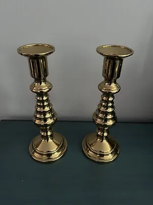 Virginia Metalcrafters Brass Candlesticks 10  Beehive 3011 Finely Crafted Marked • $69.99