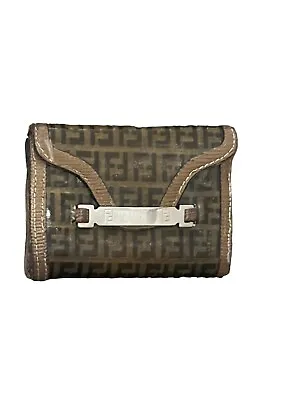 Ladies Vintage Fendi  Sas Zucca Monogram Leather Brown Wallet • $84.99