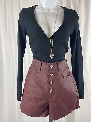 $11.98 • Buy ZARA FAUX LEATHER HIGH WAISTED SHORT BUTTONS SIZE 2 (XS) NWT 100% Authentic