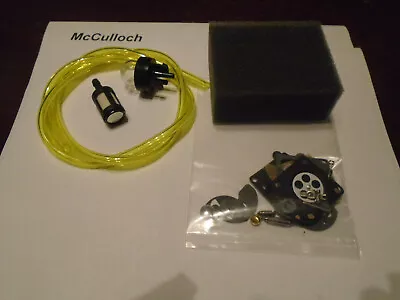 McCulloch Walbro Rebuild Carb Kit Bulb Fuel Line Fuel & Air Filter 3200 3214 • $11.50