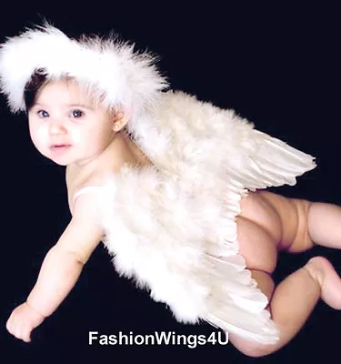 FashionWings (TM) White Feather Angel Wings For 6-18 Month Baby W/Halo Poster • $19.99