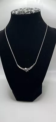 10K White Gold 0.33Ct TDW Natural Diamond V Shape Necklace 17.5 Inch • $350