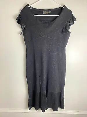 Zac Posen For Target Dress Black Stretch Metallic Mesh Ruffle Knit Party- SIZE L • $12