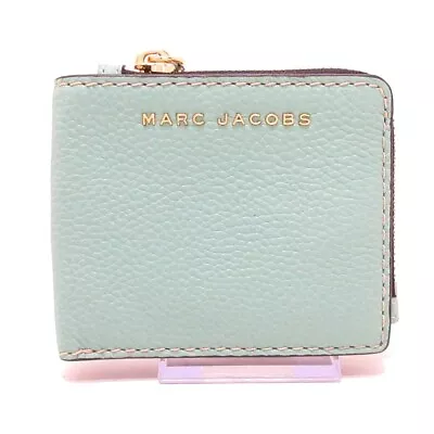 Auth MARC JACOBS The Grind M0013600 Light Blue Leather Bifold Wallet • £127.32