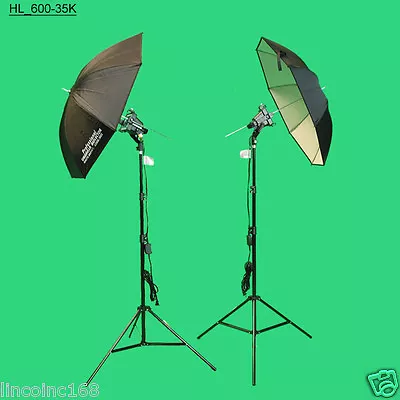 600w Halogen Continuous Light Kit W/ 32  Umbrella For Photo Lighting Studio • $109.99