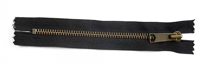 YKK Open End No 8 Bronze Zip. Black Fabric. 7 Inch Length • £2.99