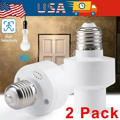 2× E27 Radar Motion Sensor Light Holder Outdoor Detector Base Switch Bulb Socket • $12.95