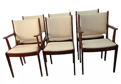 Mid-Century Modern Danish 1960s Teak Set Of 6 Dinning Room Upholstered Chairs • $1760