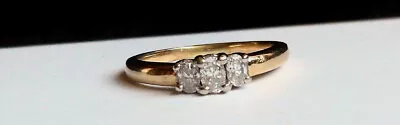 Vintage 3 Natural Oval Diamond 14K Yellow & White Gold Ring .48 Tcw 3.8 Grams • $400