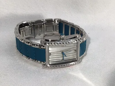 NEW Judith Ripka Silver & Teal Inset Vogue Watch Size 7.5  LARGE Turquoise • $129