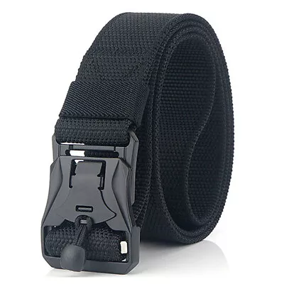 Black Tactical Belt Military Style 1.5” Nylon Webbing Belt With Magnetic Buckle • $14.50