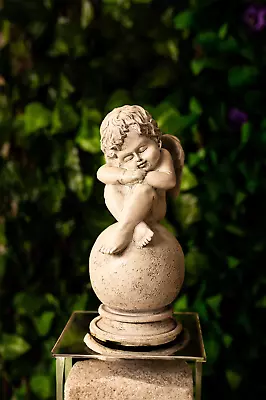 Angel Cherub Garden Ornament Sitting Fairy Outdoor Decor Distressed White Wings • £10.99