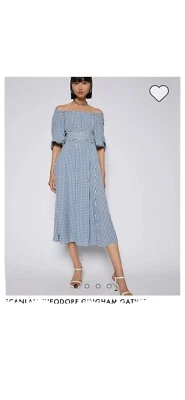 $230 • Buy Scanlan Theodore Dress, Blue Check. Worn Once. Size 10. Sold Out Style