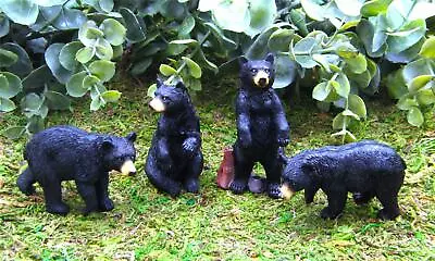 Miniature Fairy Garden Set Of 4 Black Bears - Buy 3 Save $5 • $14.20