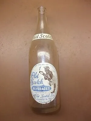 1950's OLD SCOTCH BEVERAGES Old Scotch Co. Augusta ME 28 Oz. Clear Glass Bottle • $18.99