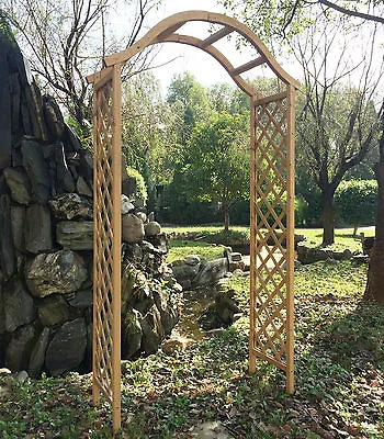 Garden Arch Wooden Pergola Feature Trellis Rose Archway Natural Tan Wood Timber • £72.99