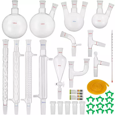 £92.39 • Buy 24/40 Joints Laboratory Chemistry Glassware Set 32PCS 600℃ Lab Distilation Kit
