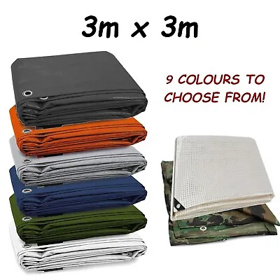 3 M X 3 M Tarpaulin Heavy Duty Waterproof Cover Tarp Ground Camping Sheet Best • £6.98