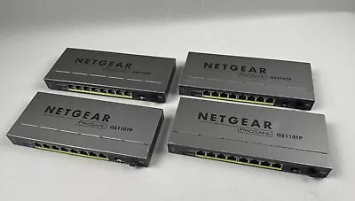 *Lot Of 4* (Four) NETGEAR GS110TP V2 8PORT SWITCH *No Power Supplies* Ships FAST • $195