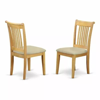 East West Furniture Portland 39  Fabric Dining Chairs In Oak (Set Of 2) • $155.67