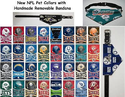 NFL Football Pet Collars With Removable Bandana (See All 128 Variations) ~New • $11