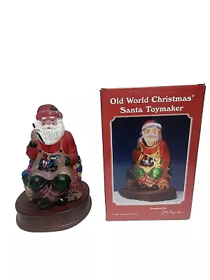 Vintage OLD WORLD CHRISTMAS SANTA TOYMAKER 1995 LIGHTED GLASS EM MERCK ORIG Box • $89.50