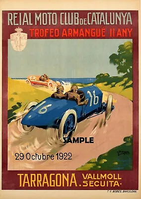 Car Racing Tarragona 1922 VINTAGE Retro Travel Advert Holiday Art Posters Print • £3.82