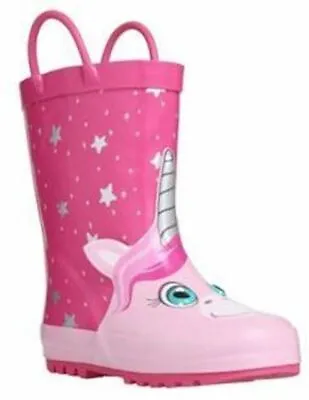 F&f Children's Pink Unicorn Wellington Rain Boots/wellies  Kids/child Size 4. • £24.99