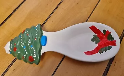 Vtg 1994 Loomco Christmas Tree Spoon Rest Ceramic 8 Inches Kitchen Tool • $9.98