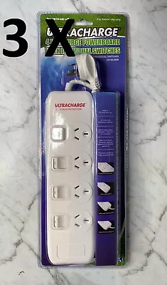 3 X New 4 Way Surge Protector Power Board With Individual Switches - 4 Outlet • $54.95