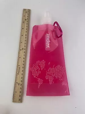 Foldable Water Bottle Anti-Bottle Hot Pink Flower World Design Vapur Brand 16 Oz • $3.88