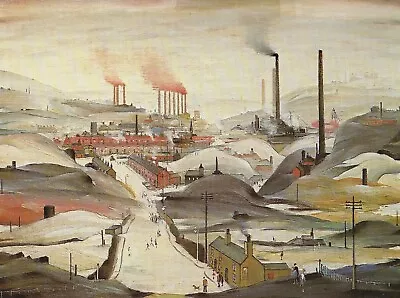 L S Lowry Picture Industrial Panorama 1953 Exquisuite Smaller Mounted Print • $14.93