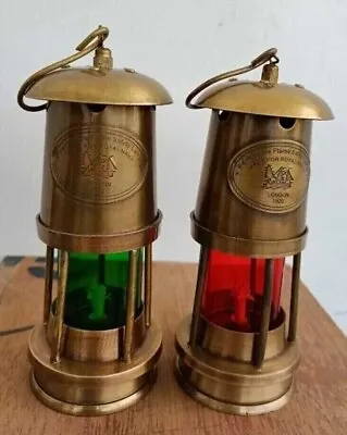 Pcs Of 2 Brass Minor Oil Lamp Antique Nautical Ship Lantern Maritime Boat Ligh • $41.62