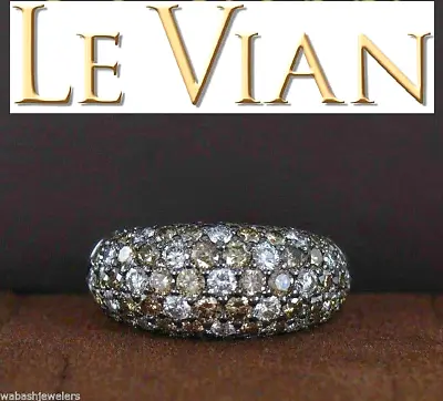 $8500 LeVian 3.00ct 18K White Gold Micro Pave Chocolate Diamond Dome Ring 7.5 • $2450