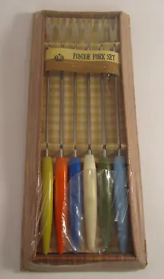 New Old Stock Vintage Fondue Forks Colorful MCM Set Of 6 Japan Stainless Steel • $13.95