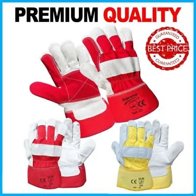 Canadian Double Palm Rigger Work Gloves Heavy Duty Leather Safety Gauntlet XL • £2.79