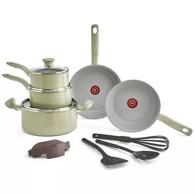 T-fal Recycled Ceramic Nonstick Cookware Set 12 Piece Oven Safe 350F Pots And • $67.99