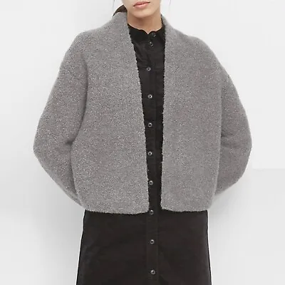 MARC O'POLO Boucle Knit Cardigan Open Front Jacket Soft Wool Alpaca Grey S XS • £118.80